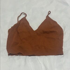 SHEIN Brown Ribbed Bandeau